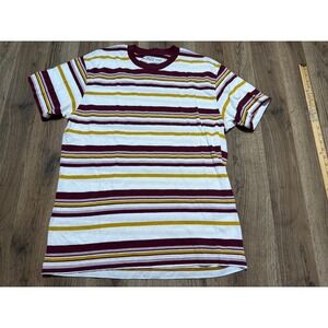 Weekend Soul Mens Multi-Color Striped Short Sleeve Crew Neck T-Shirt Size M/L